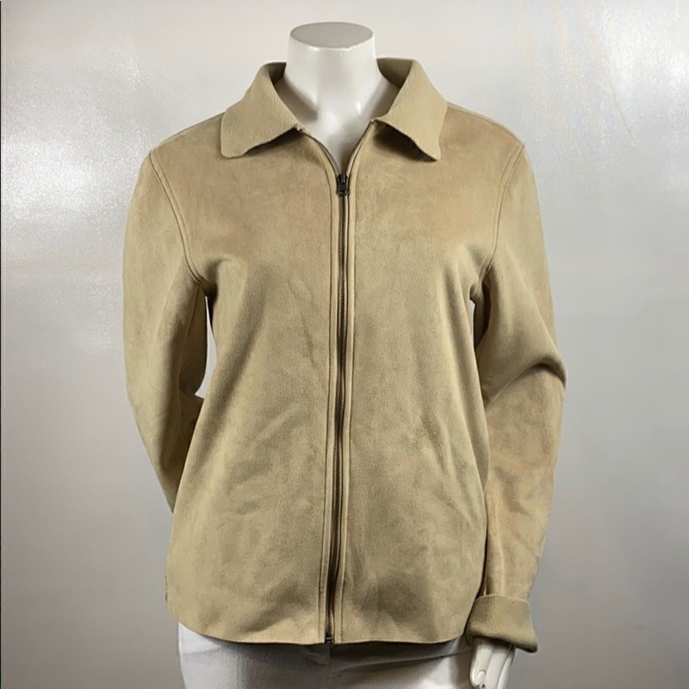 3for Coaco New York Suede Tan Zip-Uo Jacket Size Small